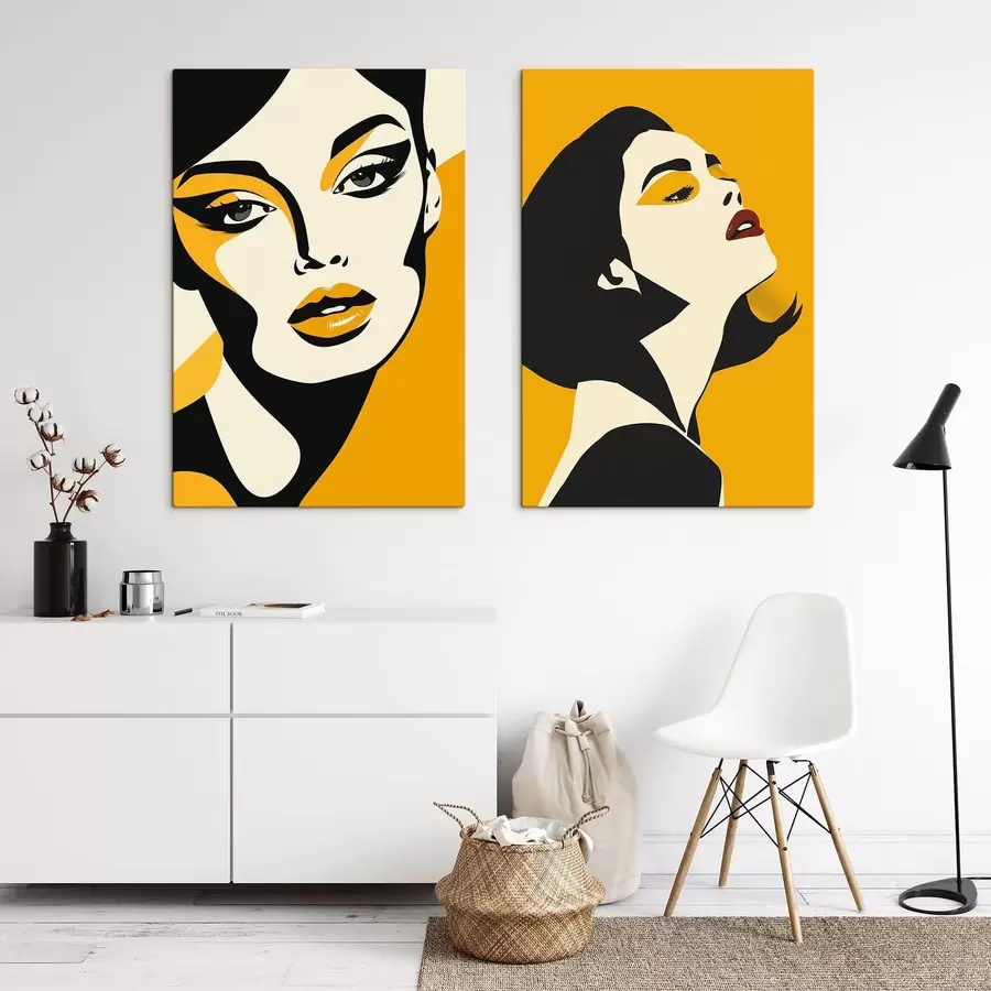 Obraz Portret kobiety w odcieniach żółci m01229