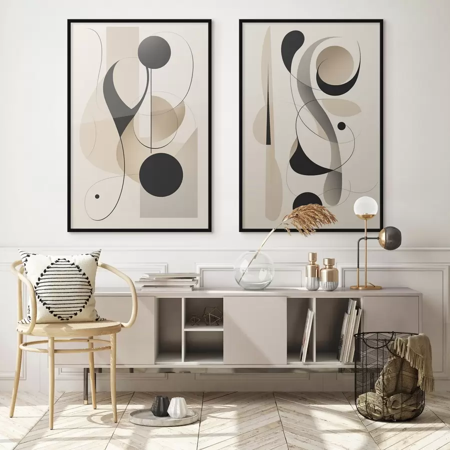 Fototapeta Abstrakcyjna kompozycja z krzywymi i kształtami d00538