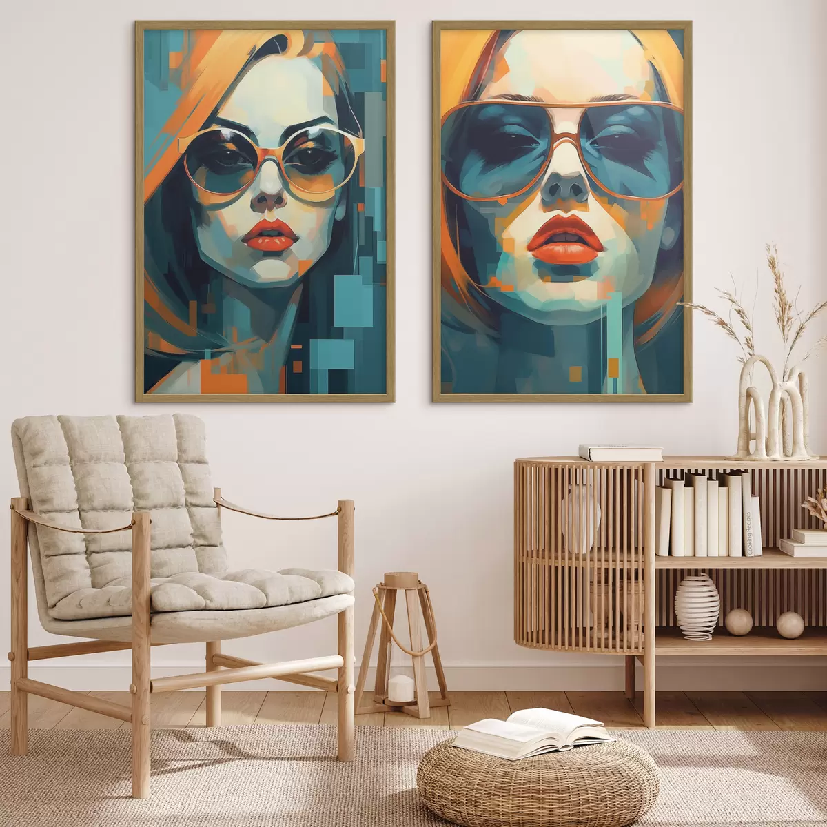 Plakat Kobiece portrety w okularach w stylu cyfrowej abstrakcji d00587