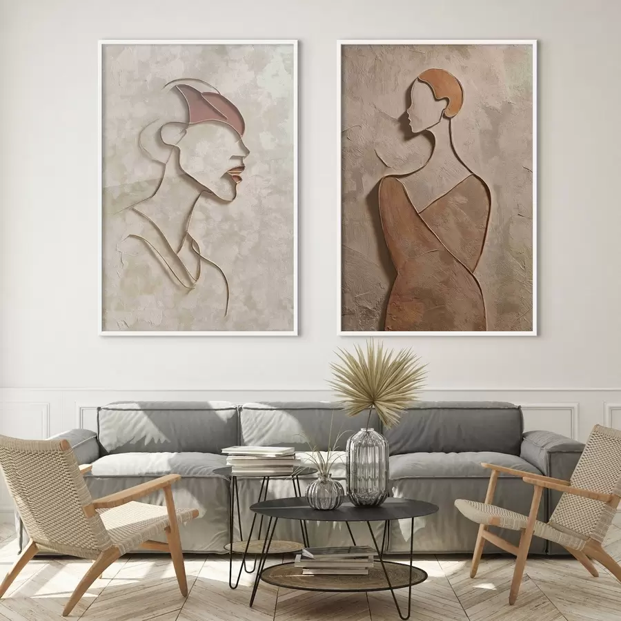 Fototapeta Reliefowe sylwetki ludzi w minimalistycznym stylu d00596