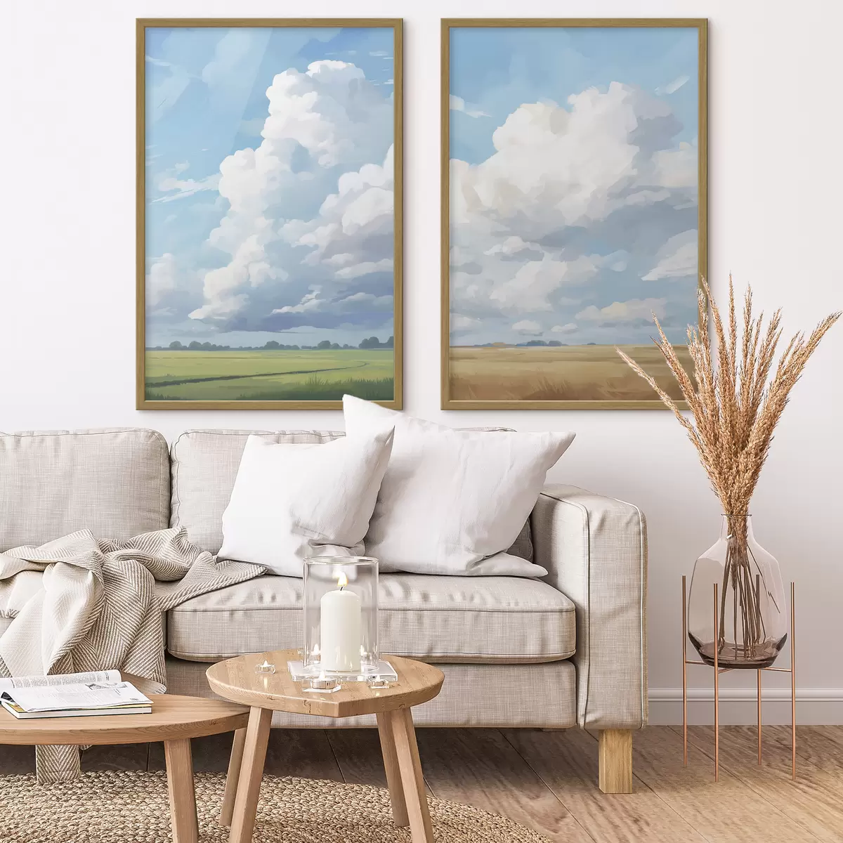 Plakat Pole na tle nieba z ogromnymi chmurami d00624