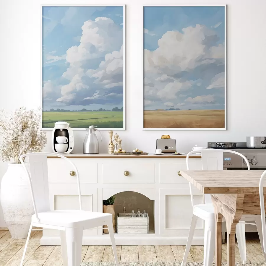 Fototapeta Pole na tle nieba z ogromnymi chmurami d00624