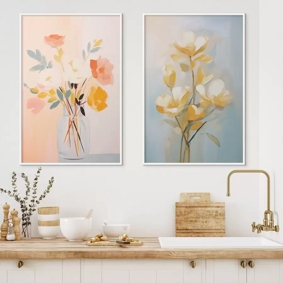 Fototapeta Kwiaty w wazonie: rysunek w stylu malarstwa olejnego d00636