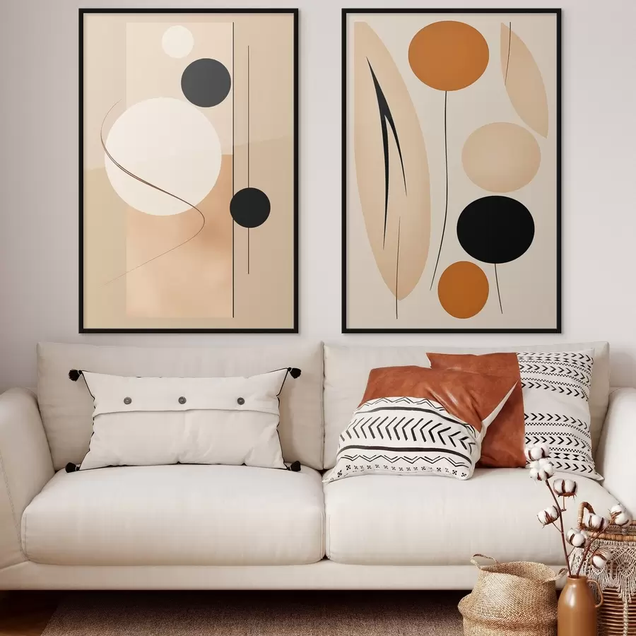 Fototapeta Minimalistyczne geometryczne koła w odcieniach beżu i czerni d00685