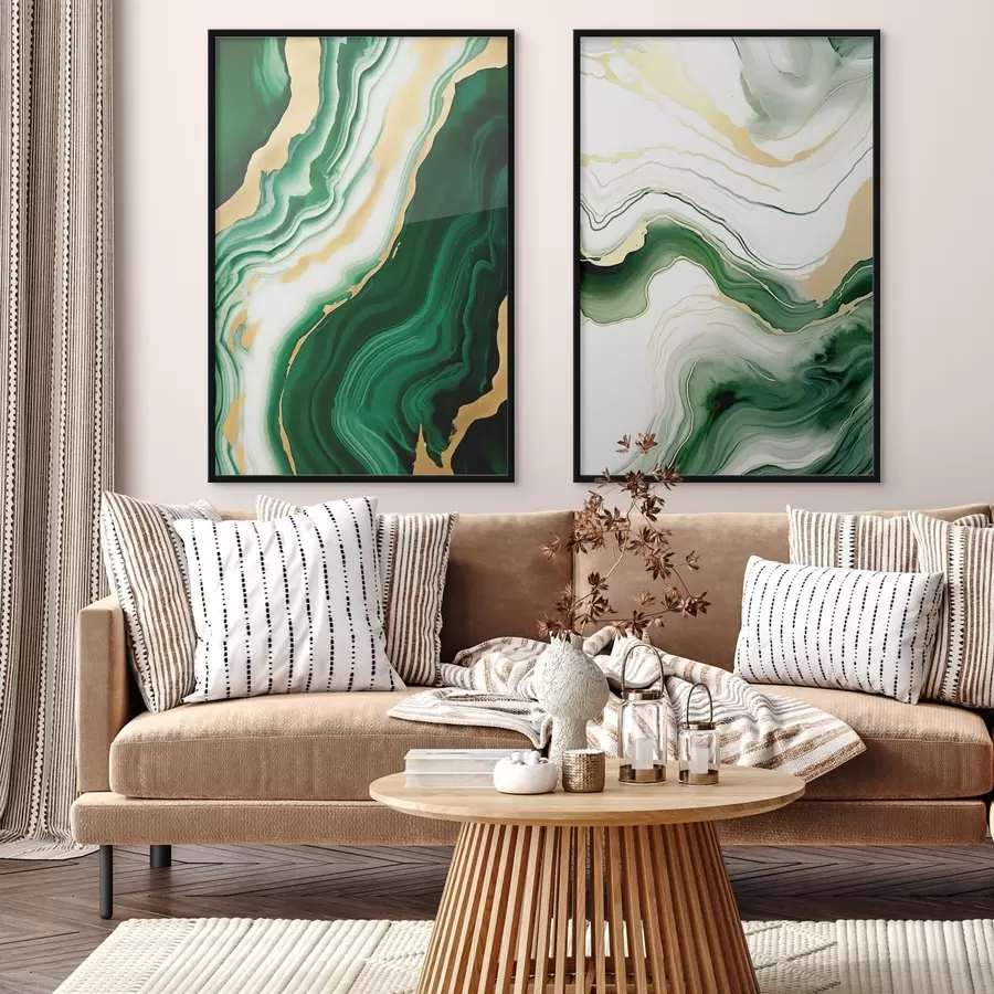 Fototapeta Tekstury zielonego i białego marmuru z pomarańczowo-żółtymi żyłkami d00688