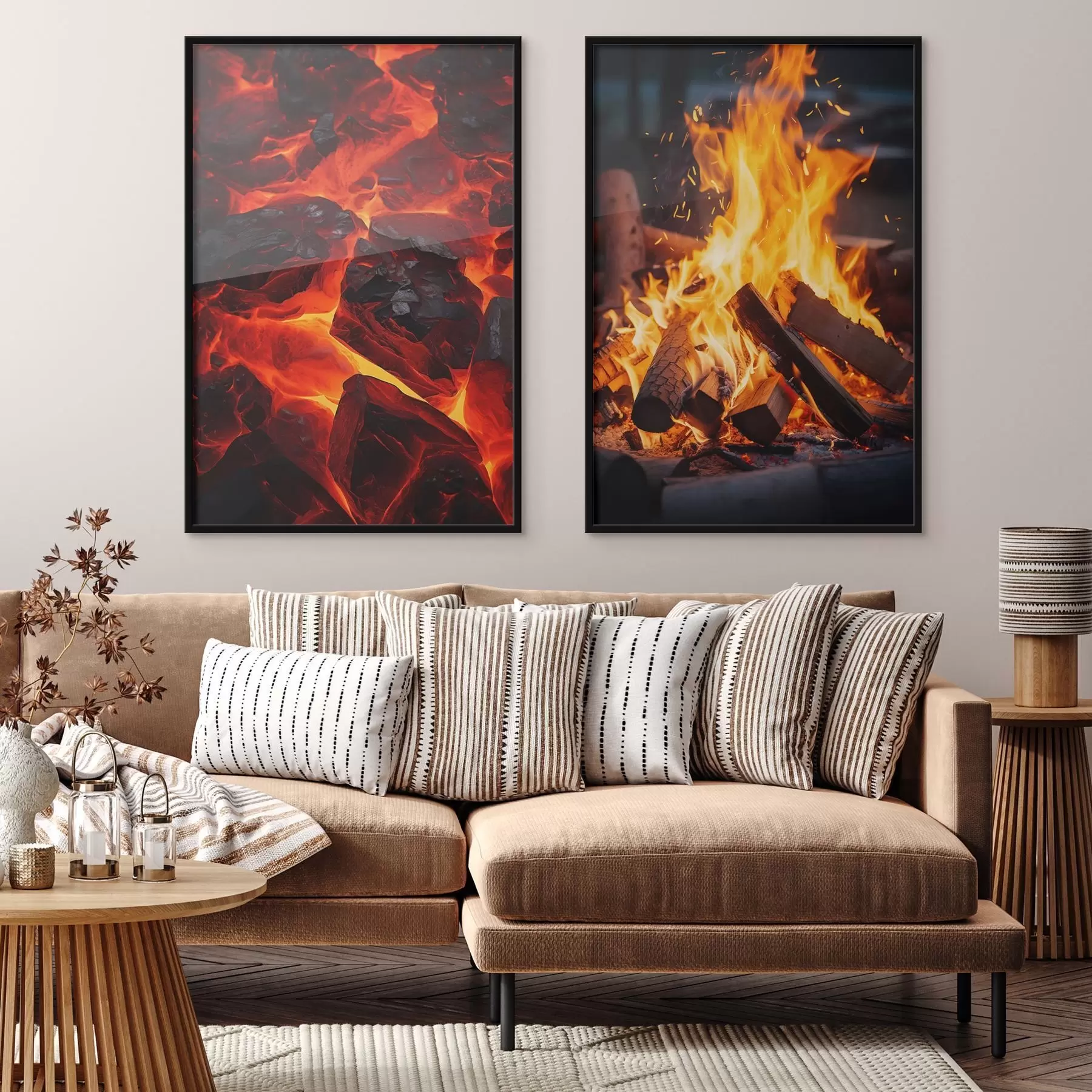 Fototapeta Płonące węgle i ogień w ciemności d00696