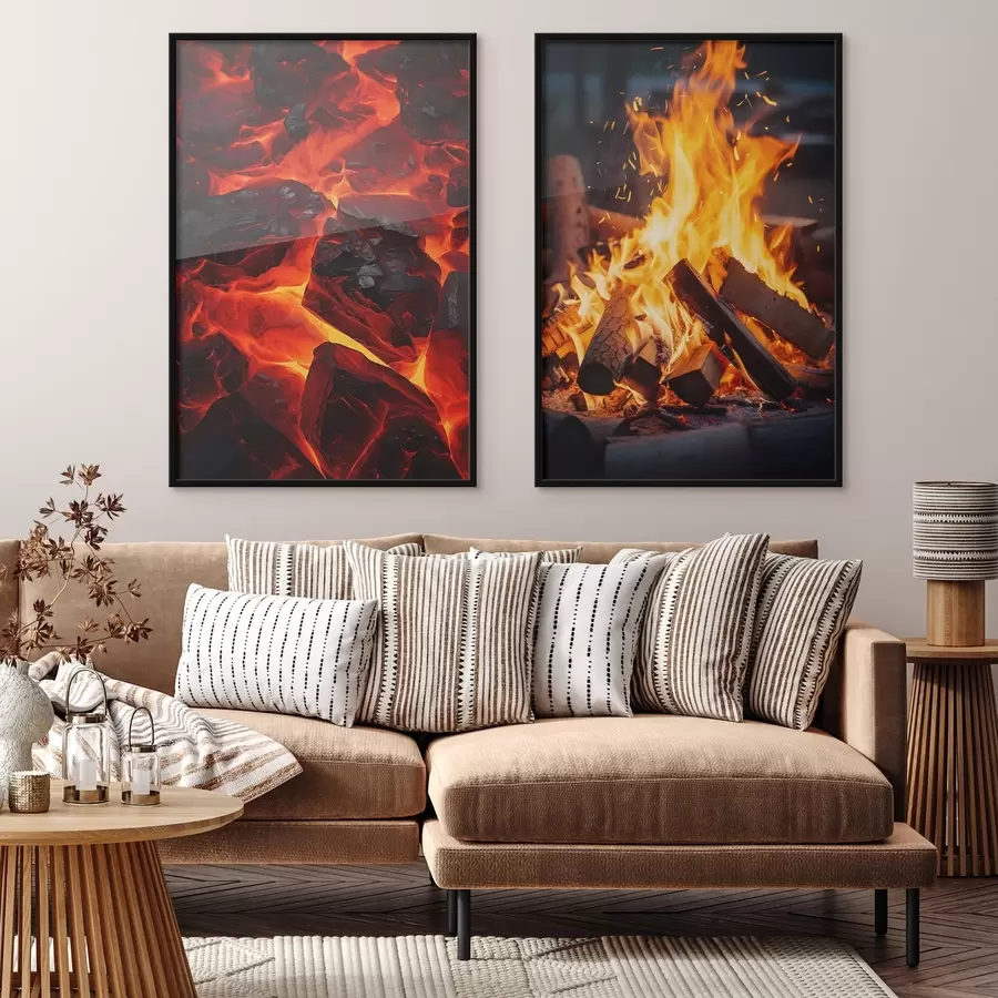 Fototapeta Płonące węgle i ogień w ciemności d00696