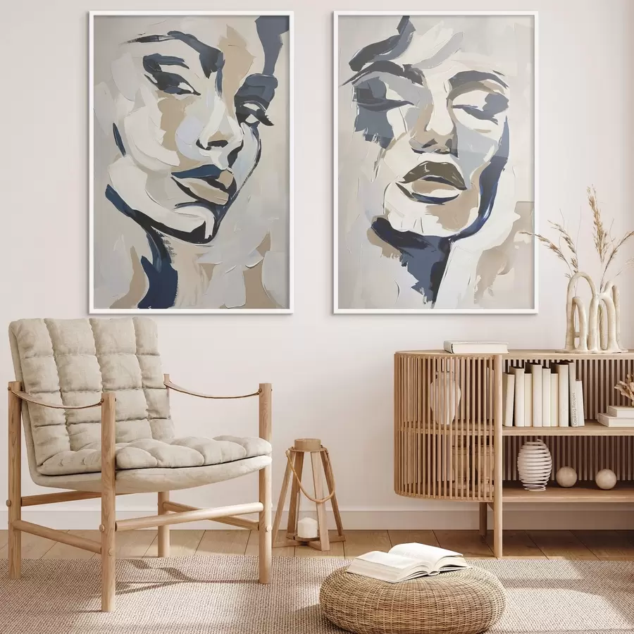 Fototapeta Abstrakcyjne twarze kobiet z imitacją pociągnięć pędzla d00713