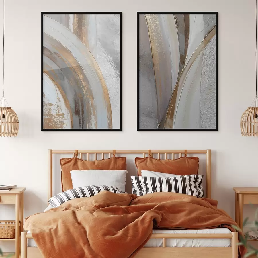 Fototapeta Abstrakcyjne szare i żółte łuki w nowoczesnym stylu d00749