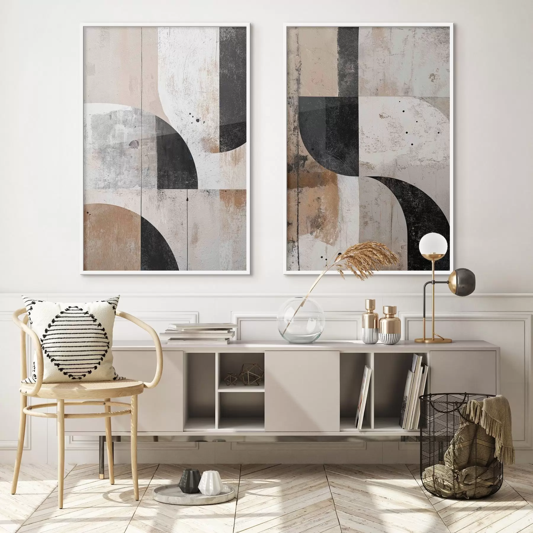 Fototapeta Geometryczne kształty w odcieniach beżu i czerni d00750