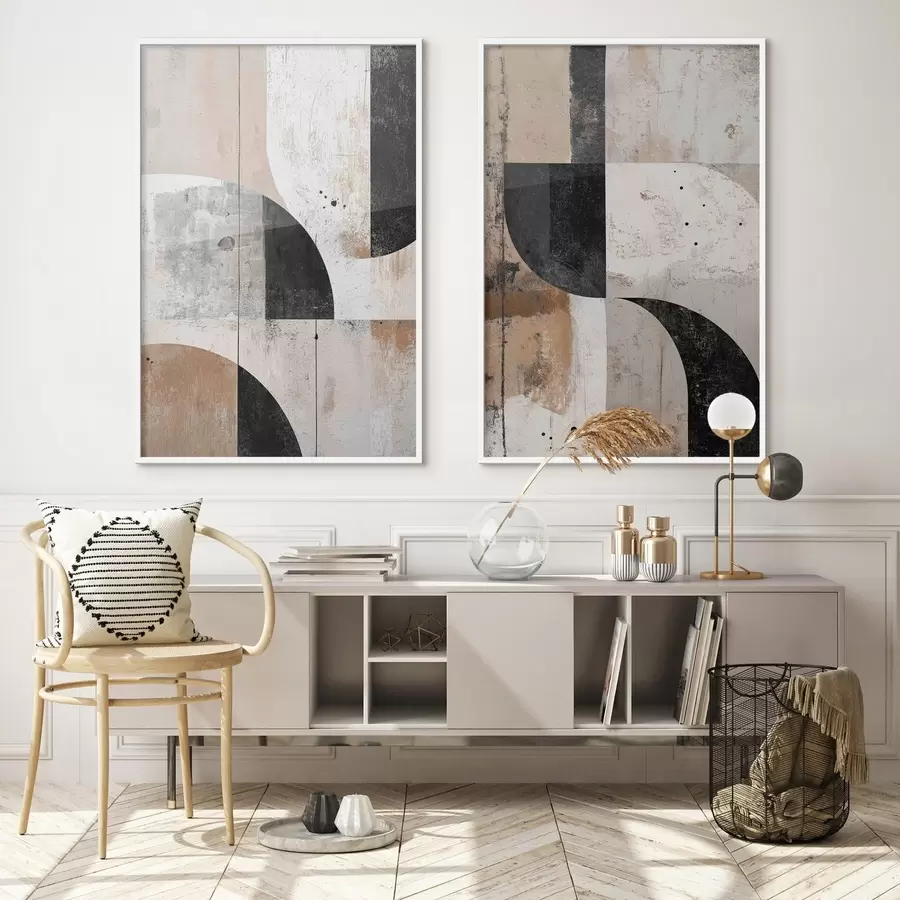 Fototapeta Geometryczne kształty w odcieniach beżu i czerni d00750