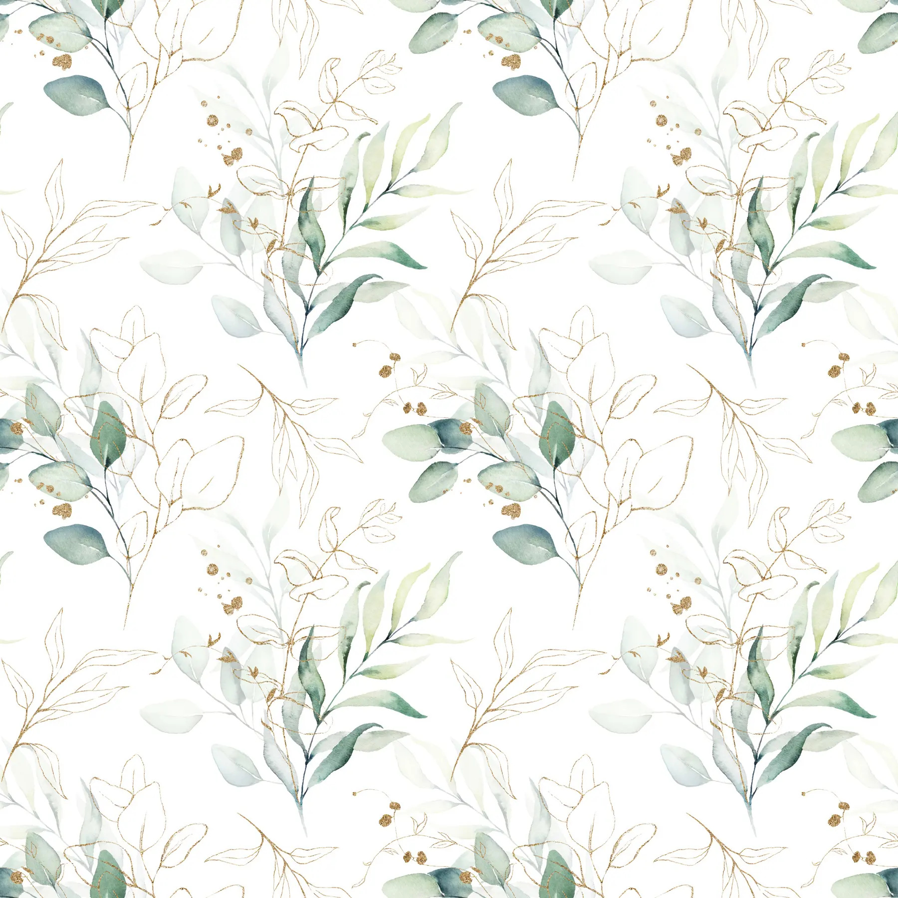 Fototapeta Zielone liście w stylu przypominającym akwarele u71464