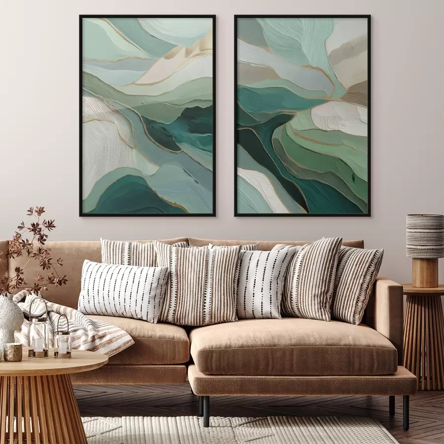 Fototapeta Szmaragdowa abstrakcja warstwowa z żółtą obwódką d00766