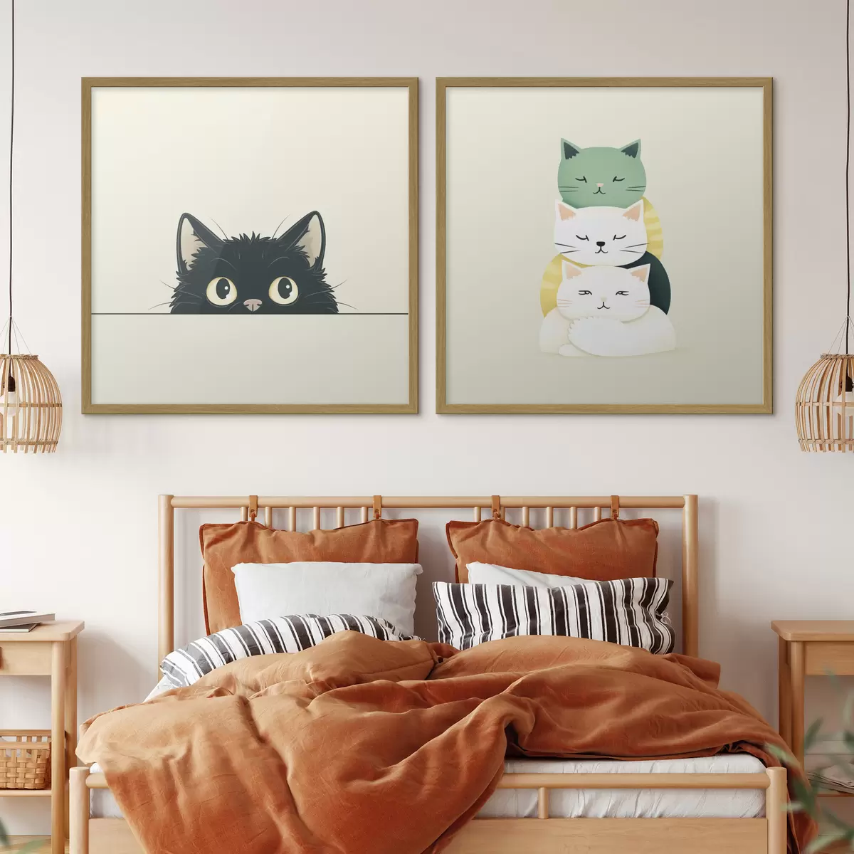 Plakat Zwierzęce koty w stylu ilustracyjnym d00707