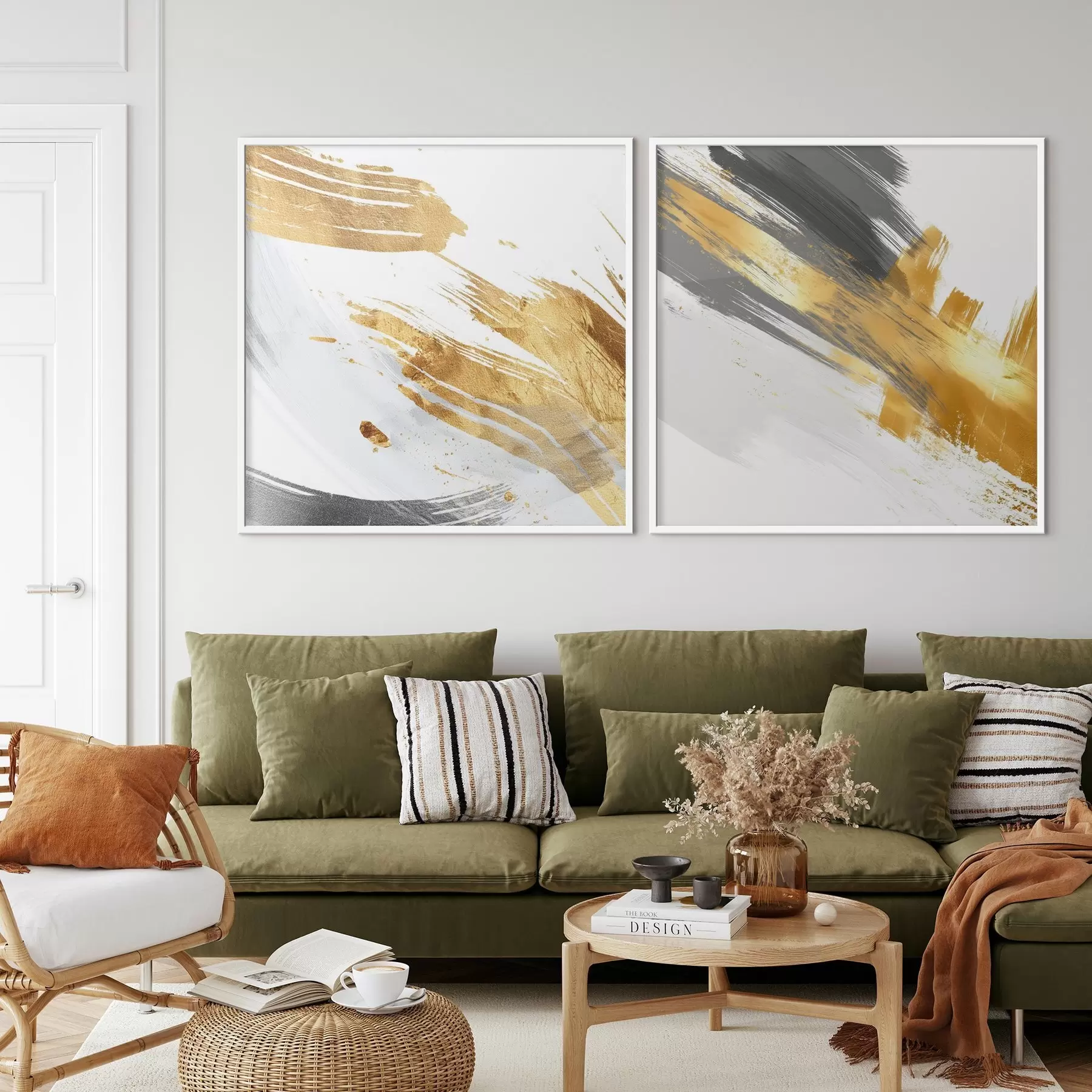 Fototapeta Dynamiczna abstrakcja z żółtymi i szarymi pociągnięciami d00748