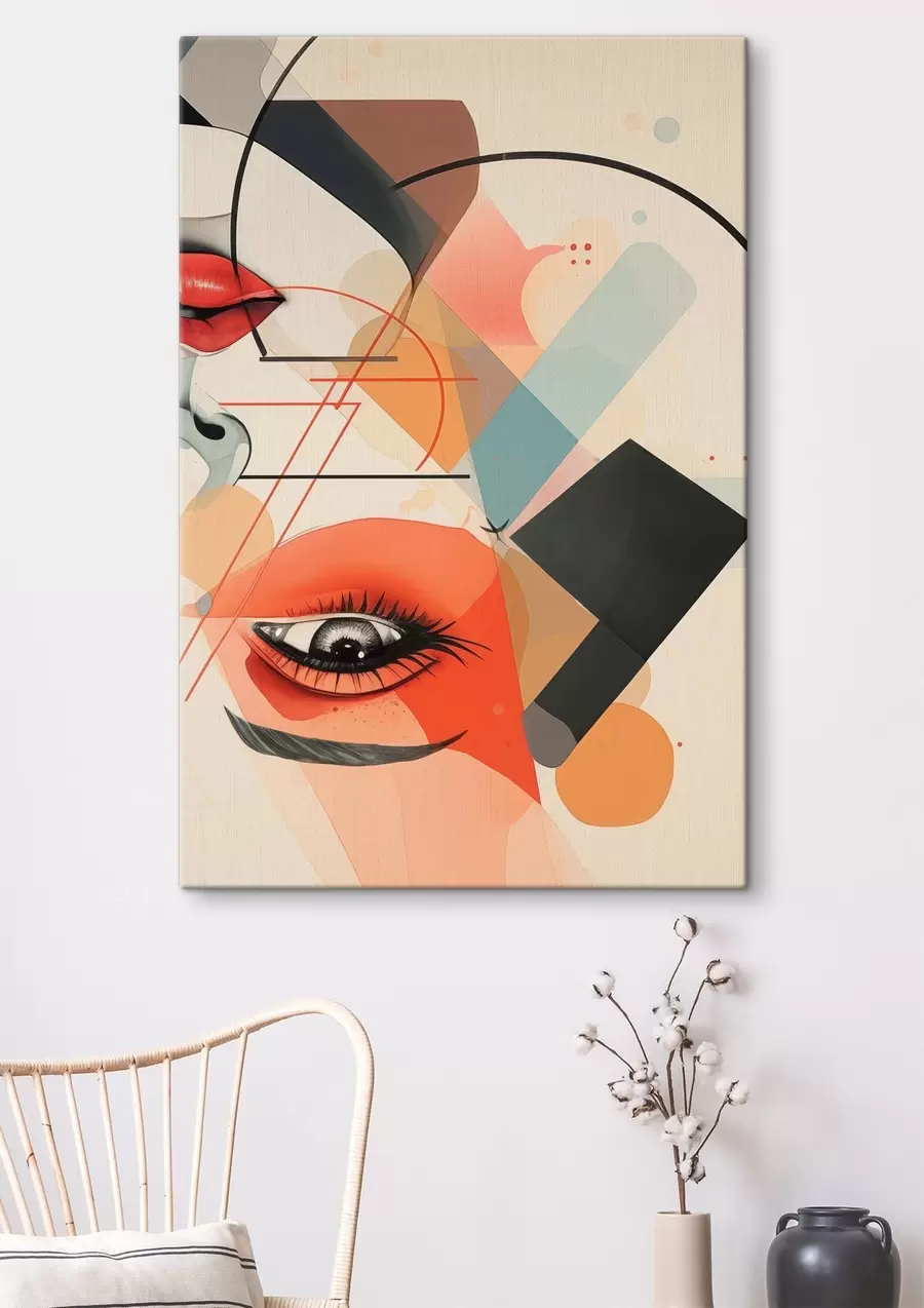 Obraz Twarz i kształty geometryczne s47448