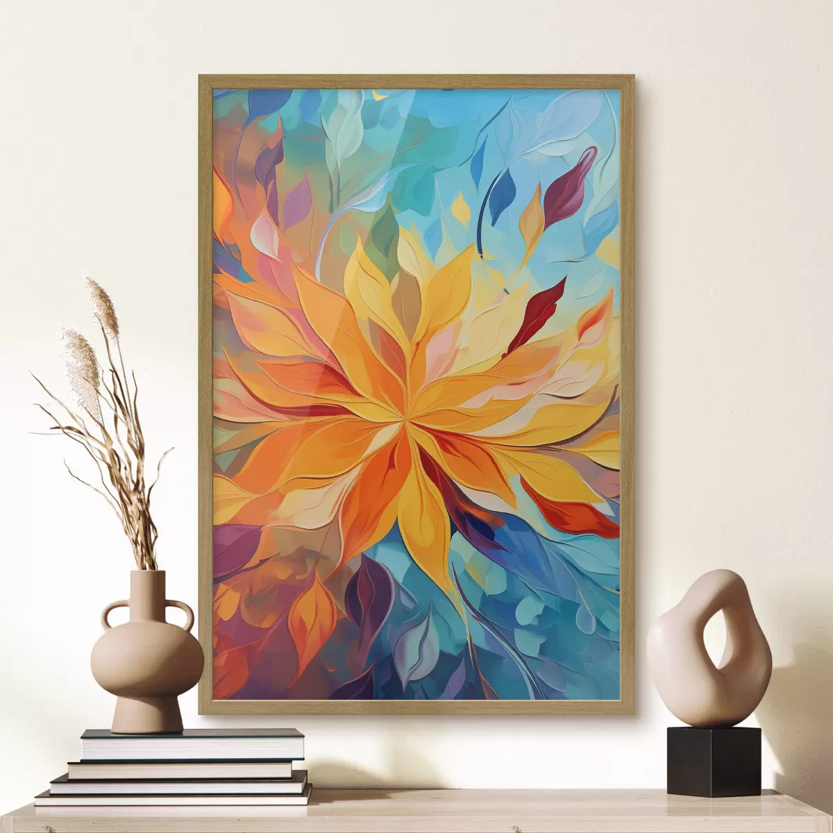 Plakat Abstrakcyjne kwiaty, imitacja obrazu olejnego f47445