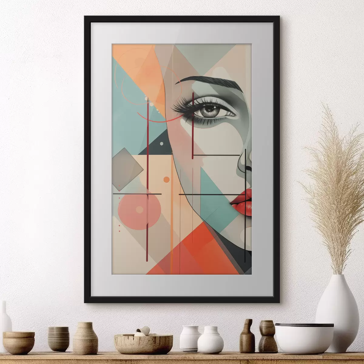 Plakat Ludzie, twarz, geometria f47447