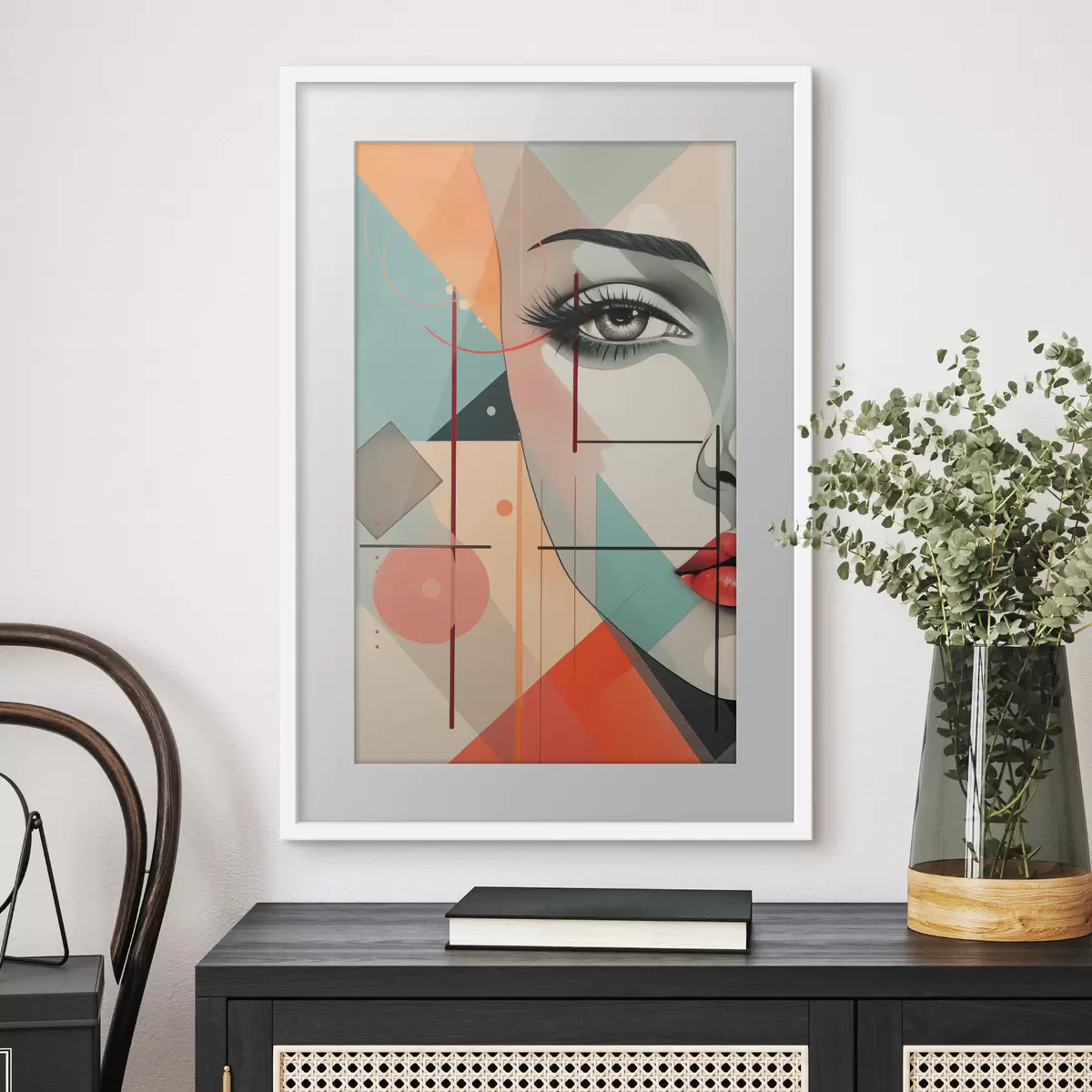 Plakat Ludzie, twarz, geometria f47447