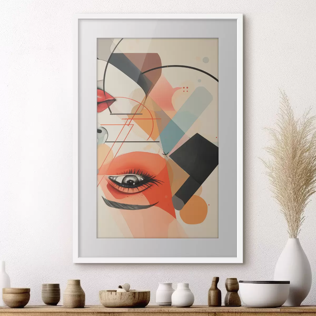 Plakat Twarz i kształty geometryczne f47448