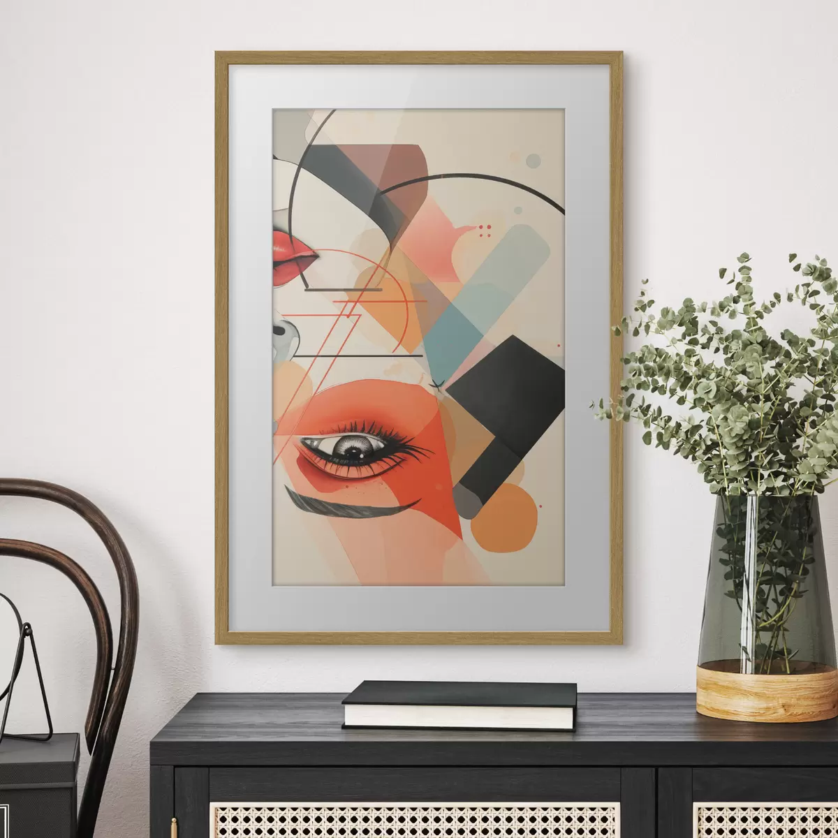 Plakat Twarz i kształty geometryczne f47448