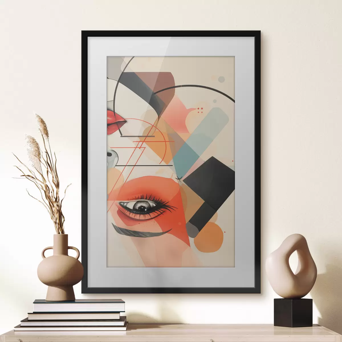 Plakat Twarz i kształty geometryczne f47448