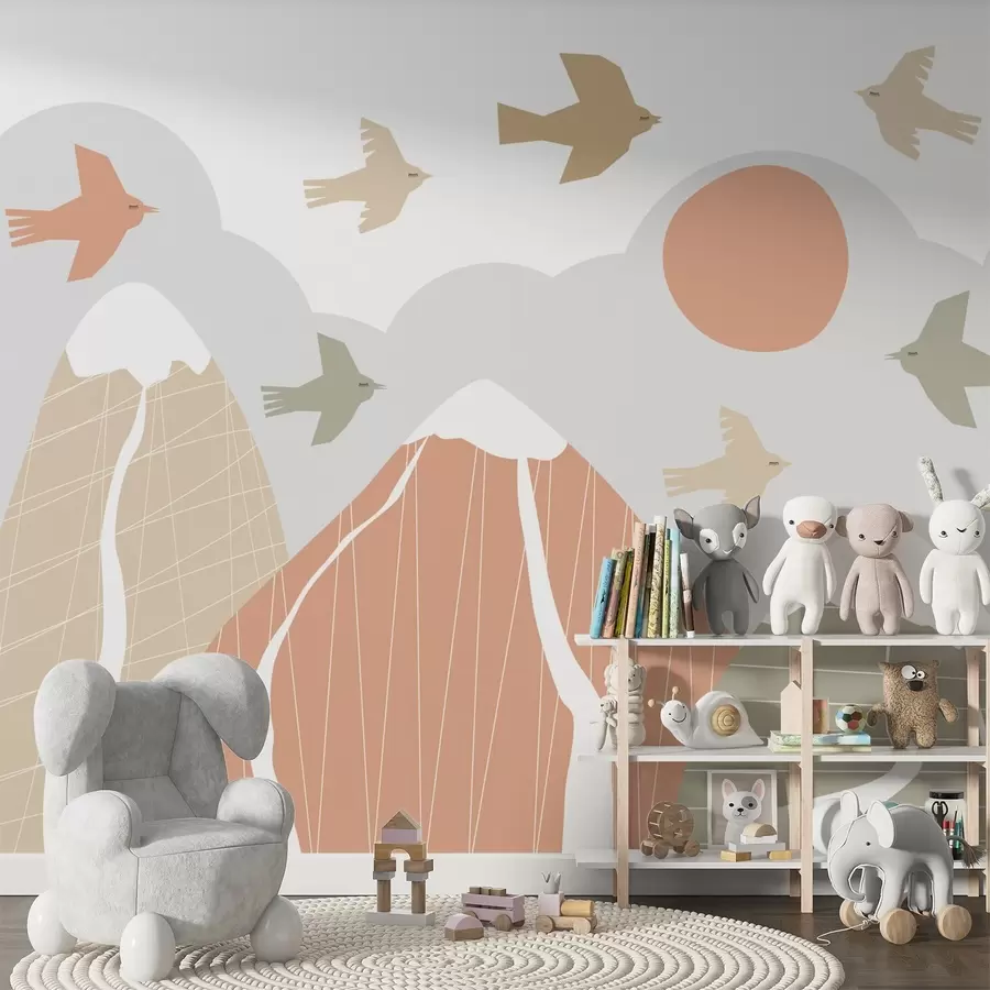 Fototapeta Skandynawskie góry i ptaki w05166