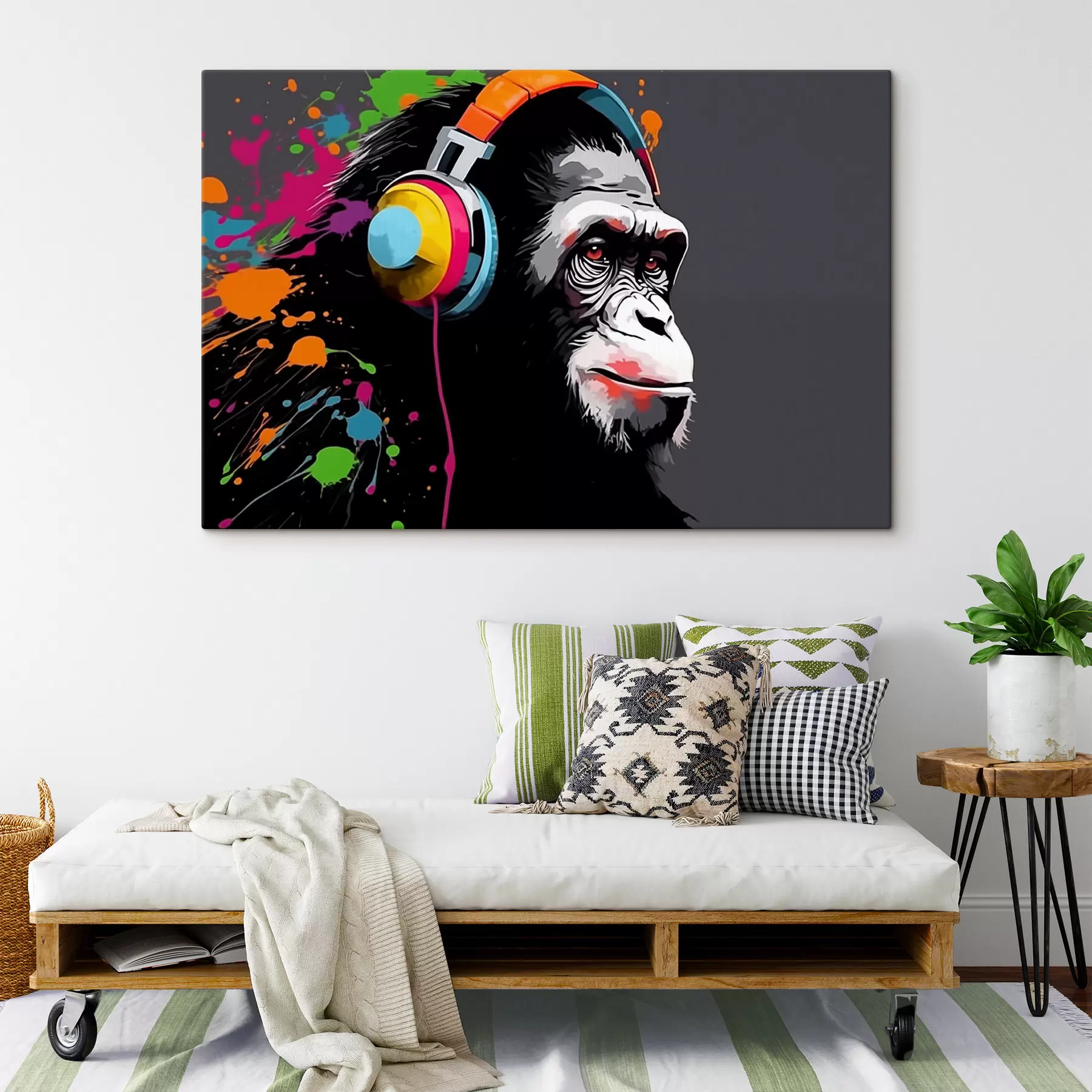 Obraz Małpa ze słuchawkami s47385