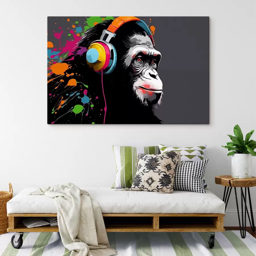 Obraz Małpa ze słuchawkami s47385