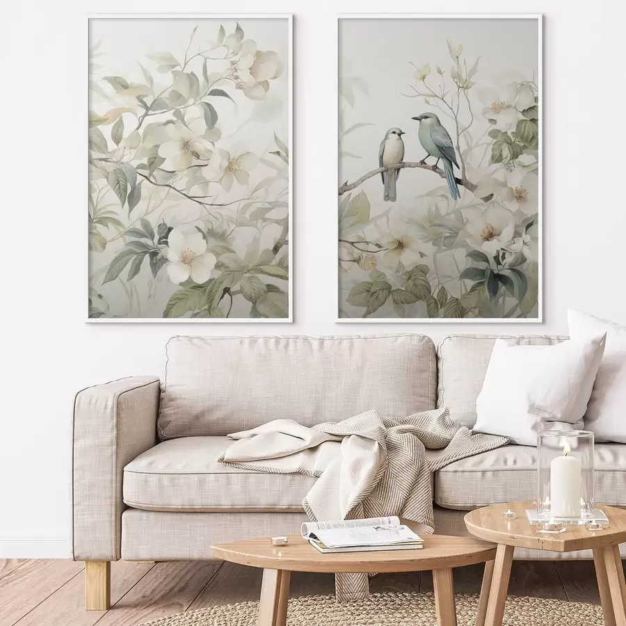 Fototapeta Dwa ptaki na gałęziach d01071