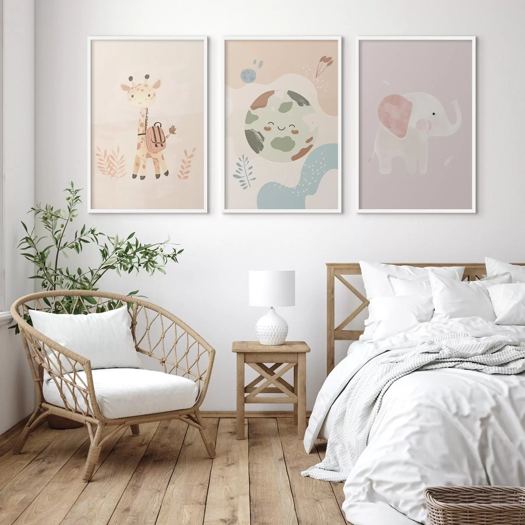 Fototapeta Ziemia, żyrafa i słoń d01135