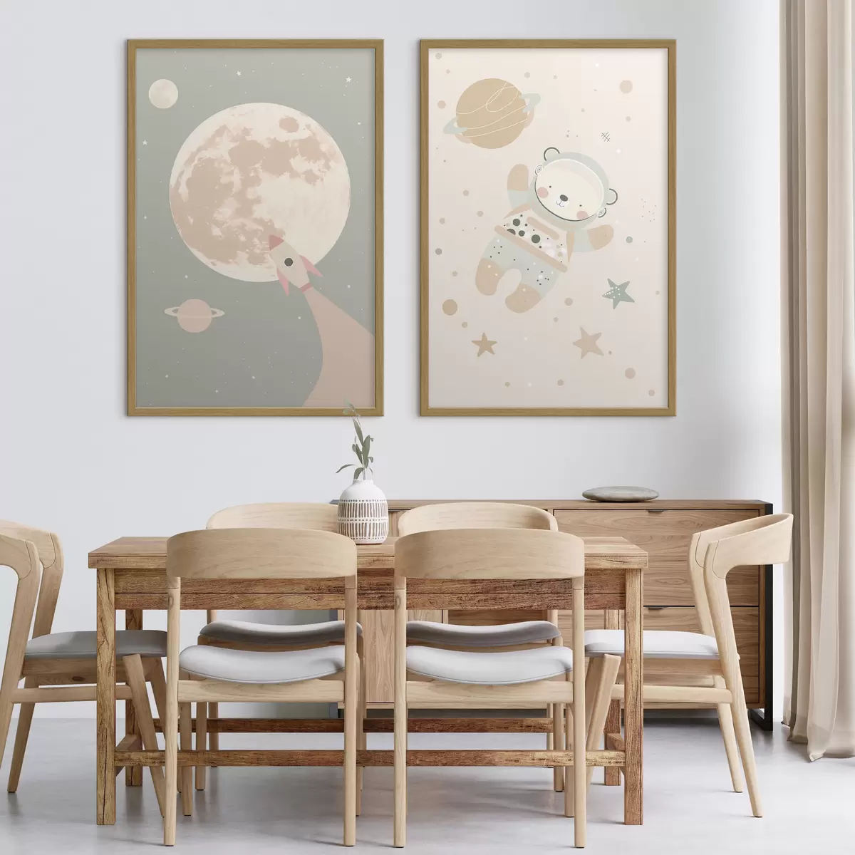 Plakat Kosmonauta Niedźwiedź i Księżyc d01138