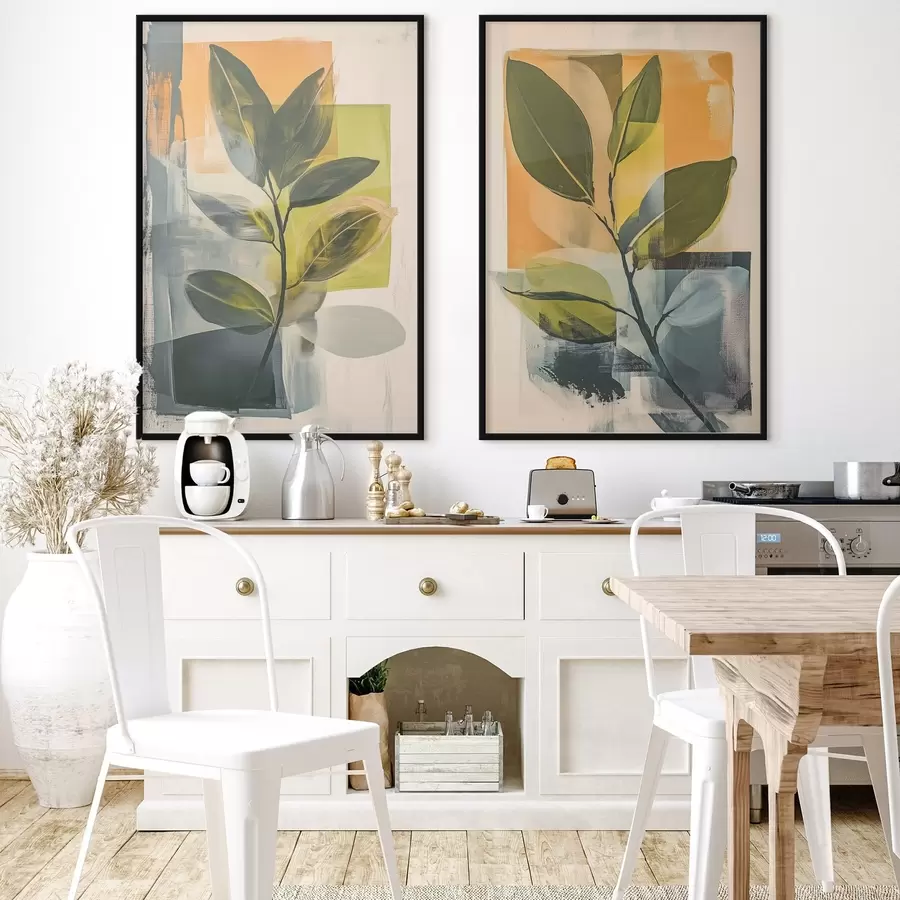 Fototapeta Gałęzie z liśćmi na abstrakcyjnym tle d01132