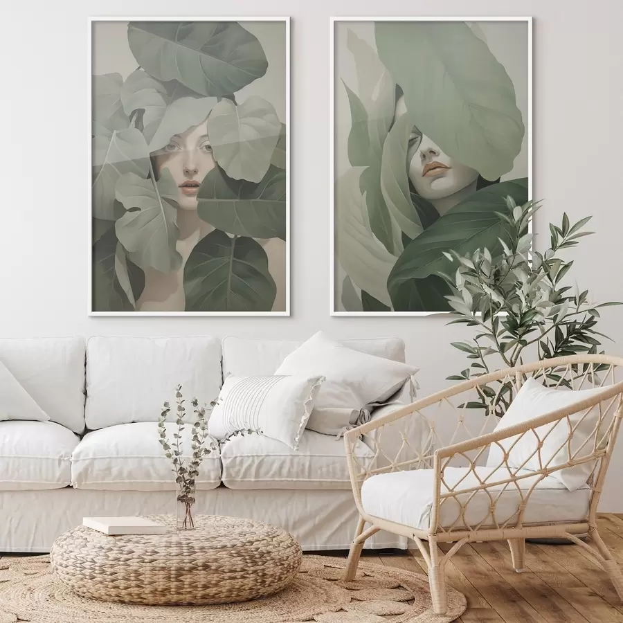 Fototapeta Portret dziewczyny wśród liści d01183