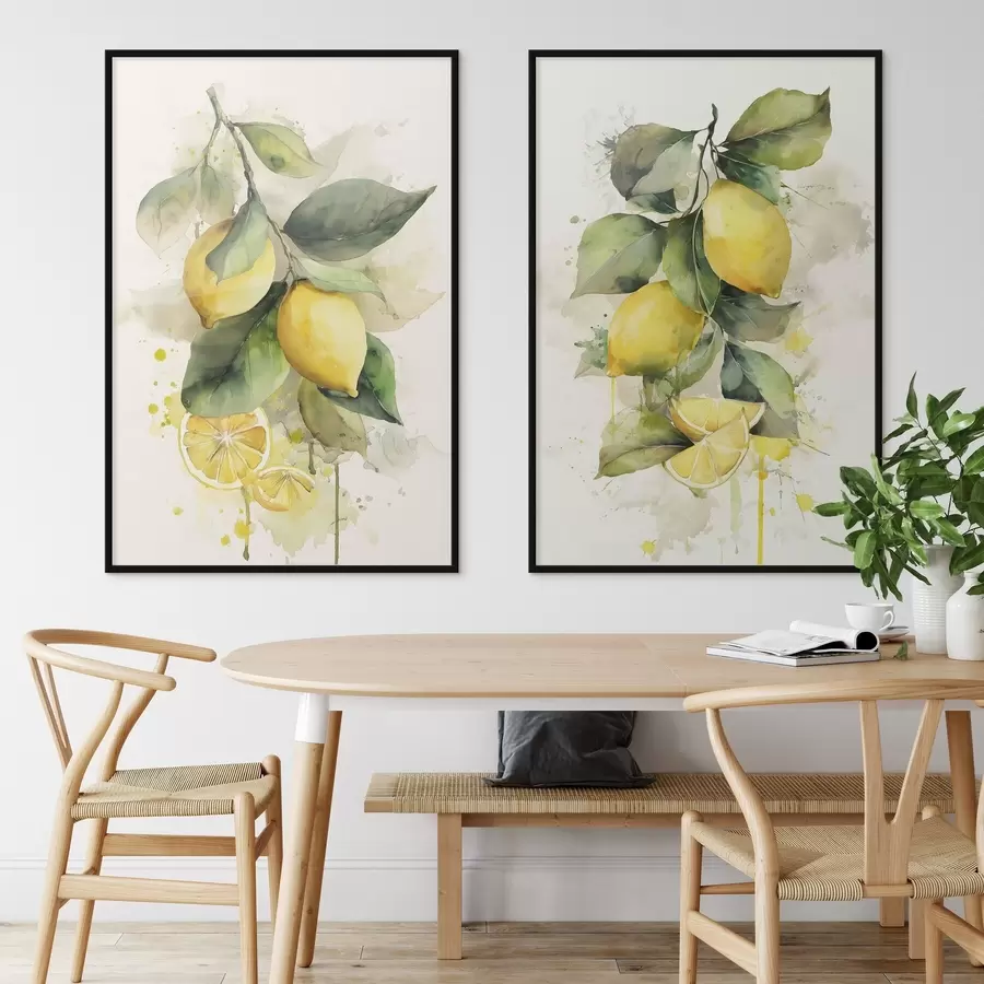 Fototapeta gałąź w stylu akwareli z cytrynami d01172