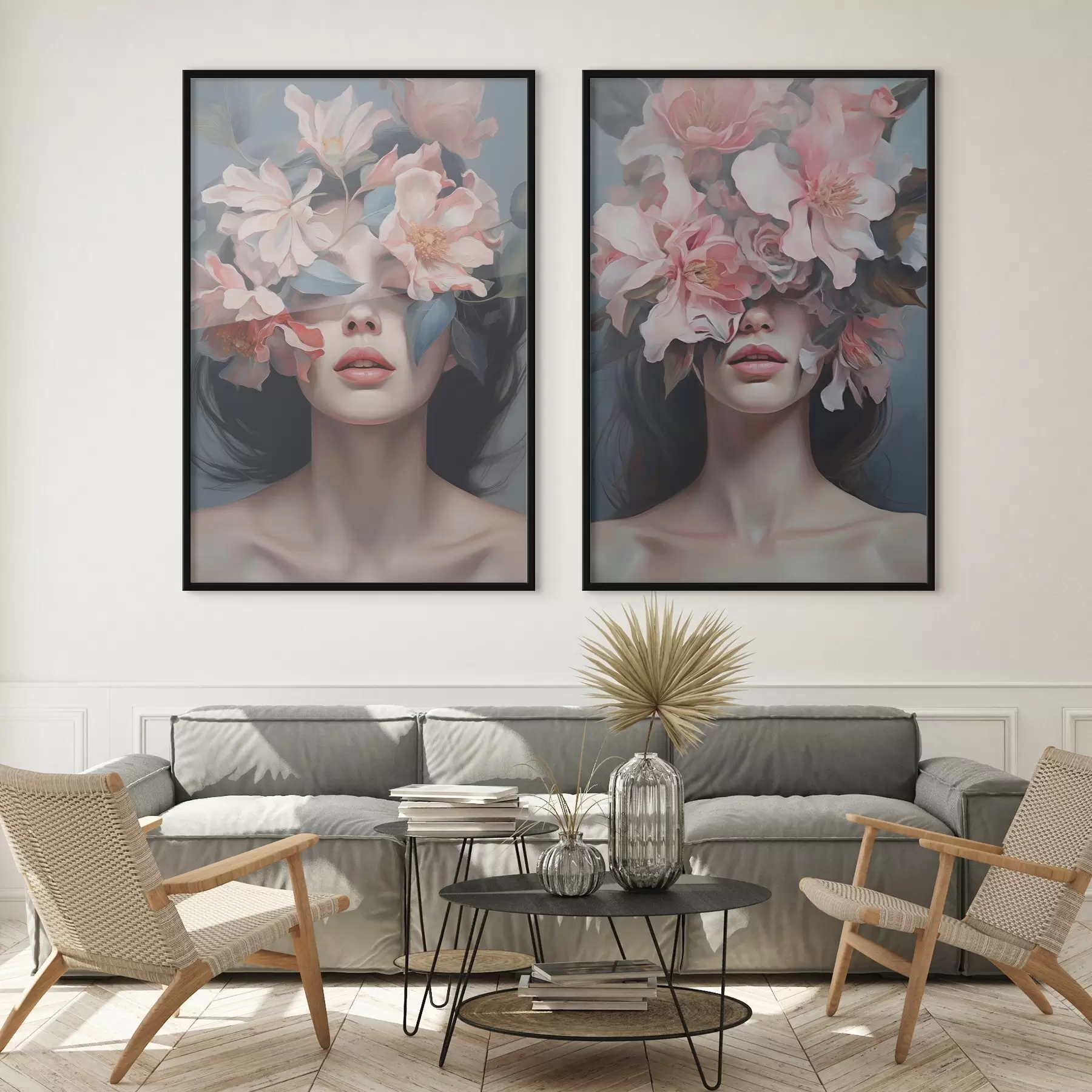Fototapeta Abstrakcyjny portret kobiety z kwiatami d01221