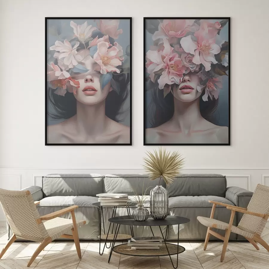 Fototapeta Abstrakcyjny portret kobiety z kwiatami d01221