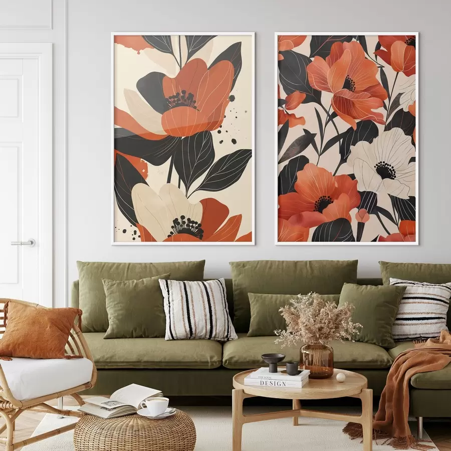 Fototapeta Kompozycja kwiatowa w ciepłych barwach d01228