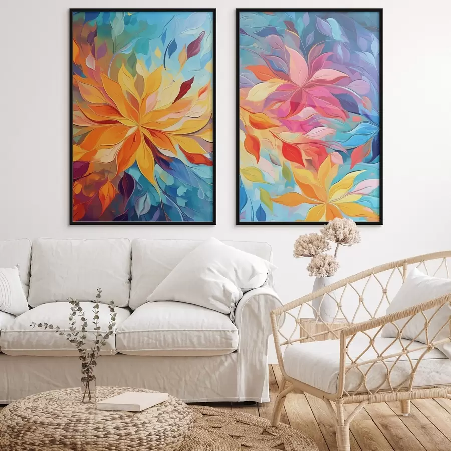 Fototapeta Abstrakcyjne jasne kwiaty, imitacja obrazu olejnego d01252