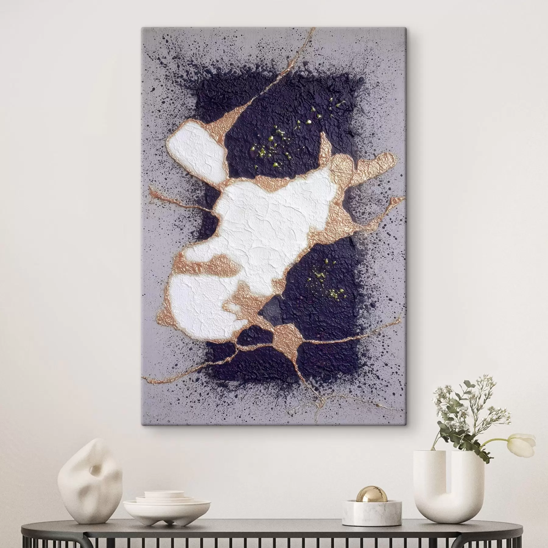 Obraz Abstrakcyjny wzór w odcieniach fioletu i beżu z efektem tekstury przestrzennej s46952