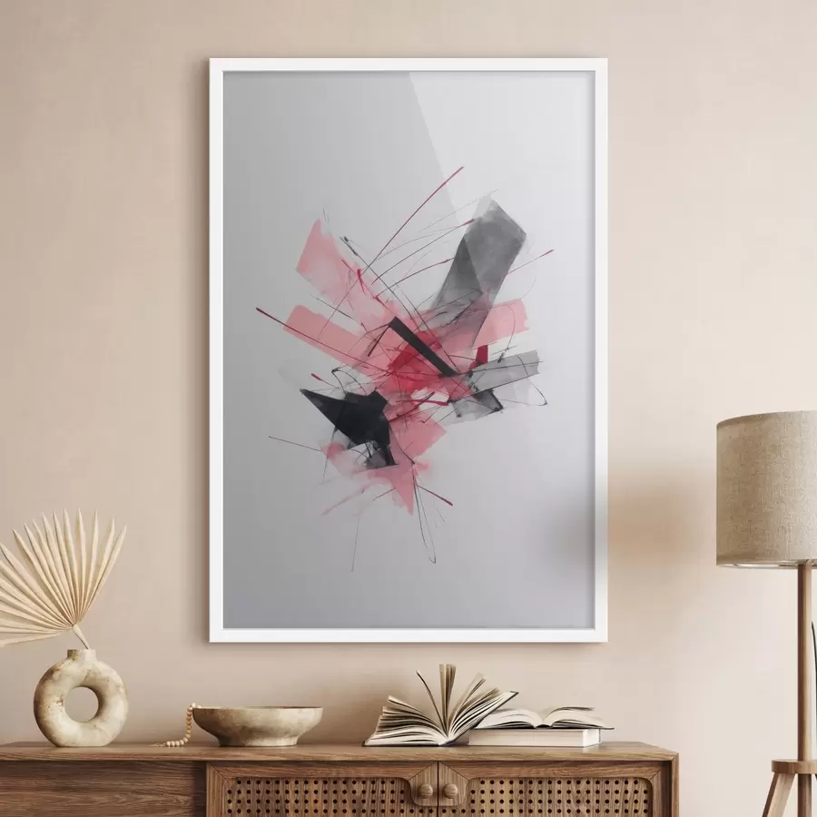 Fototapeta Abstrakcja z różowymi i czarnymi elementami geometrycznymi f46950