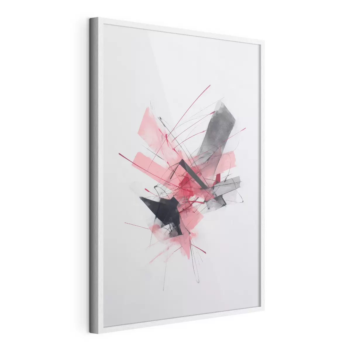 Plakat Abstrakcja z różowymi i czarnymi elementami geometrycznymi f46950