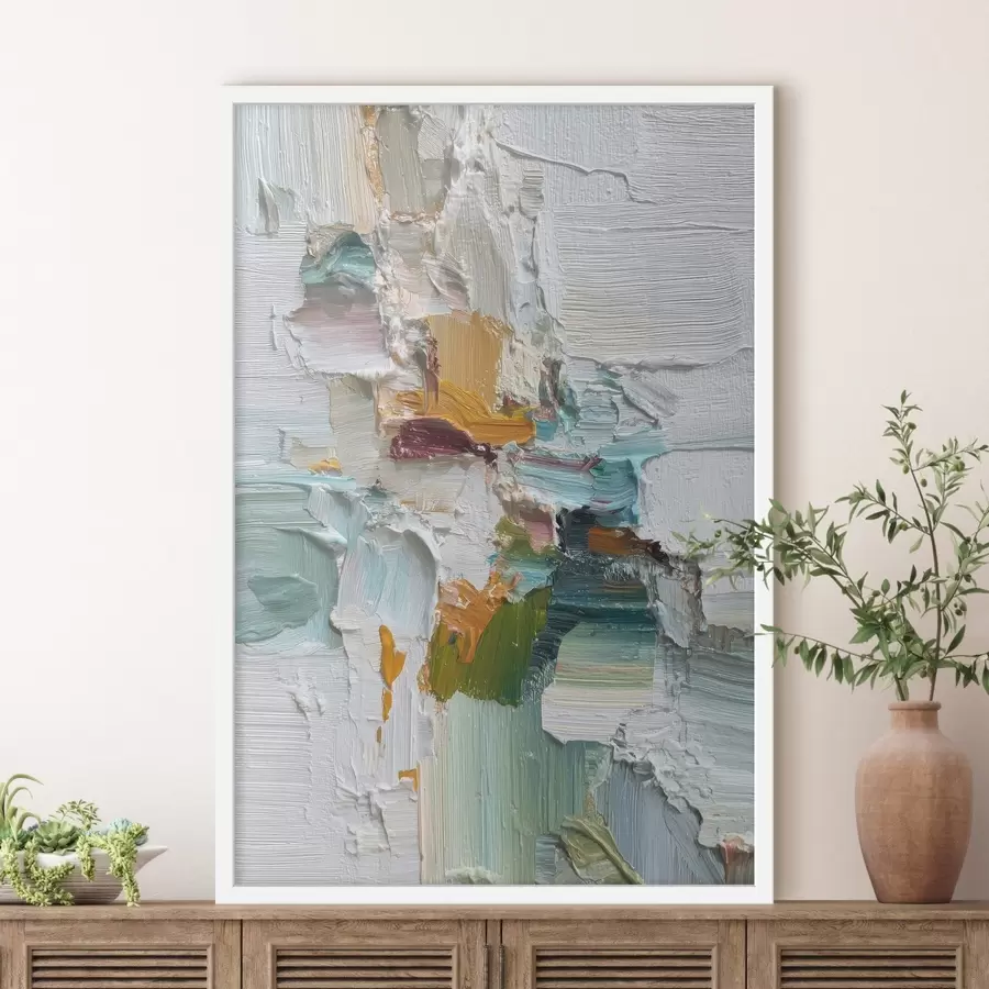 Fototapeta Kompozycja z akcentami turkusu i pomarańczy w stylu malarstwa olejnego f46958