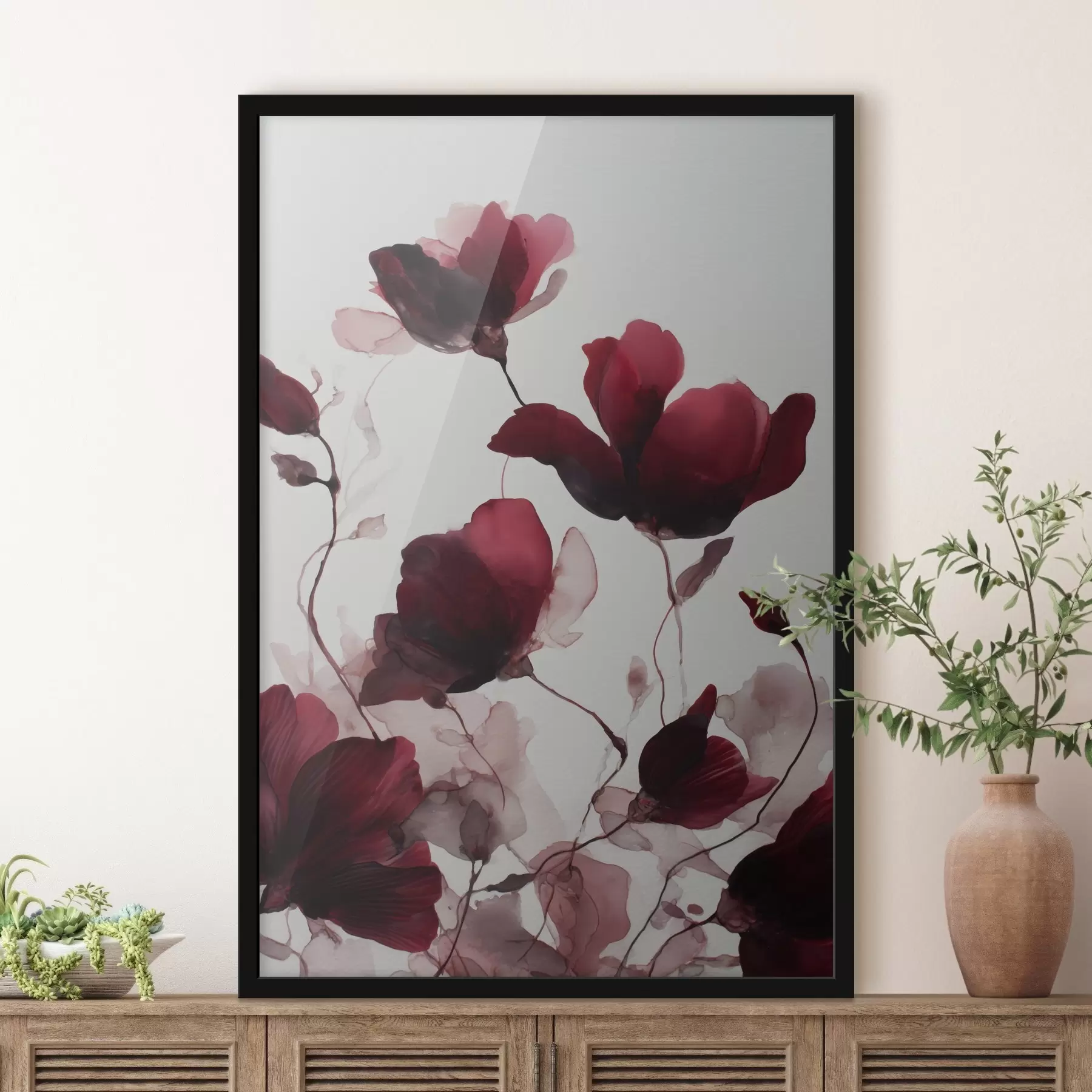 Obraz Delikatne maki z efektem rozmycia w stylu harmonii akwareli f46962