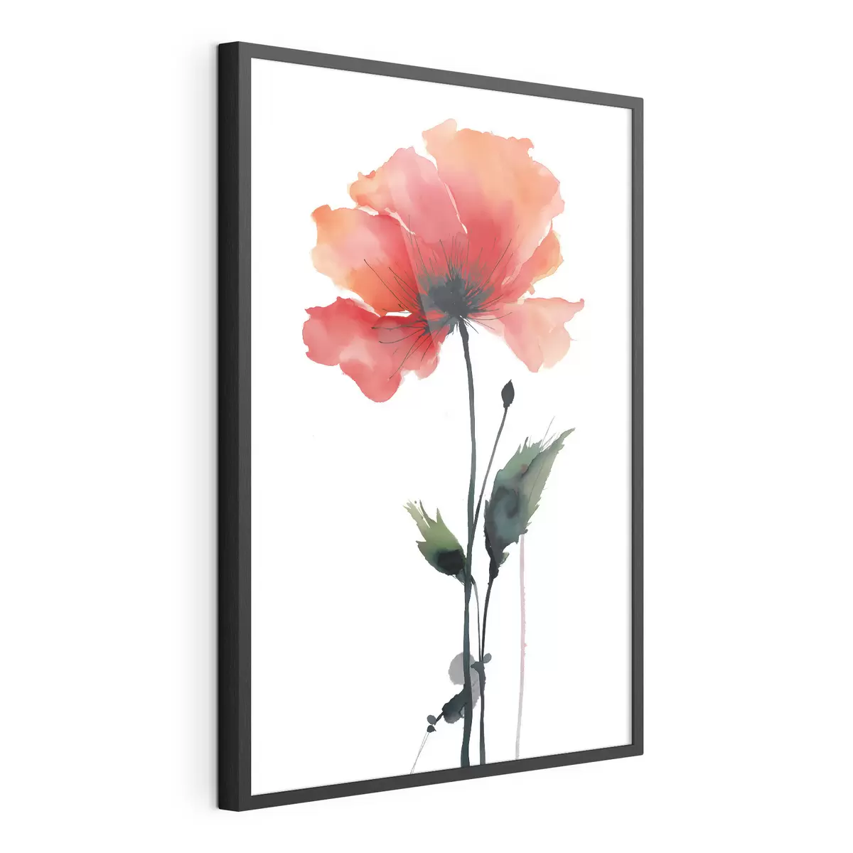 Plakat Akwarelowy mak w spokojnej palecie barw z delikatnymi przejściami kolorów f47087