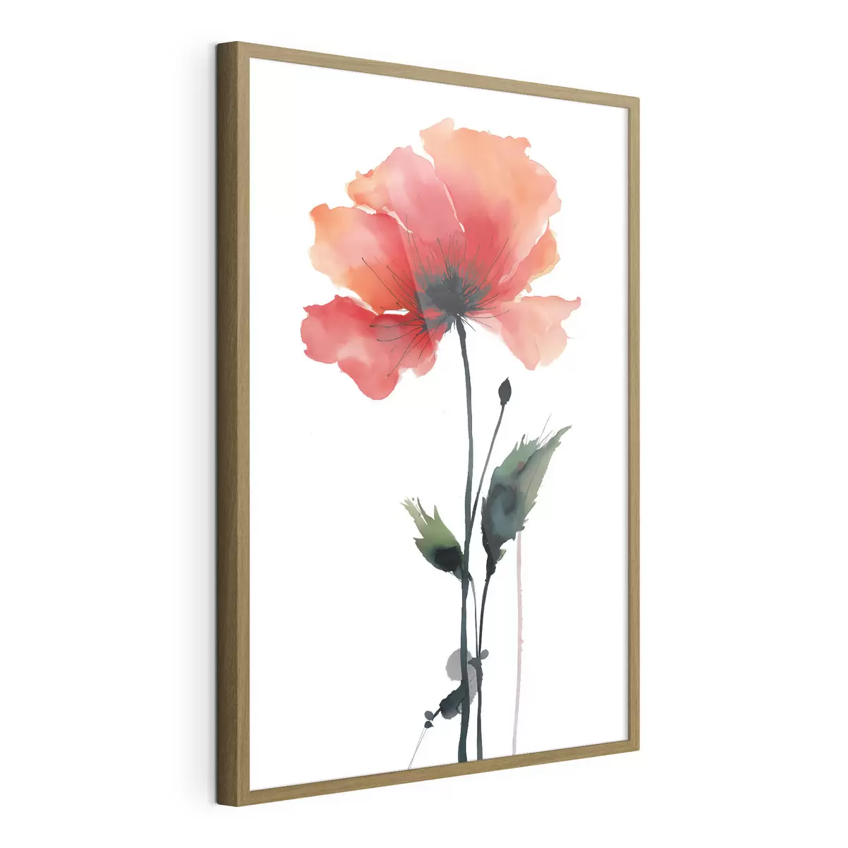 Plakat Akwarelowy mak w spokojnej palecie barw z delikatnymi przejściami kolorów f47087
