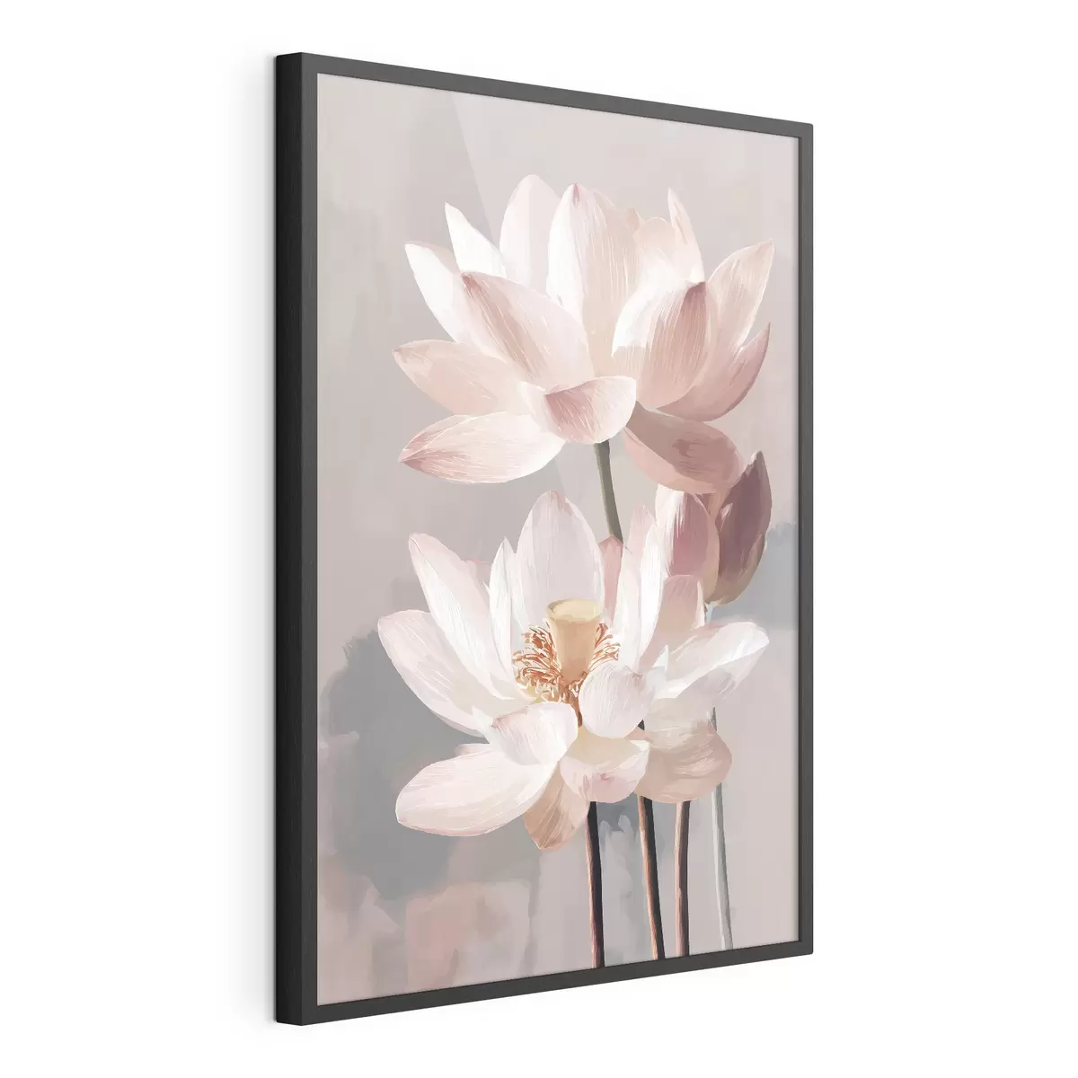 Plakat Delikatne różowe lotosy na pastelowym tle w nowoczesnym stylu malarskim f47092