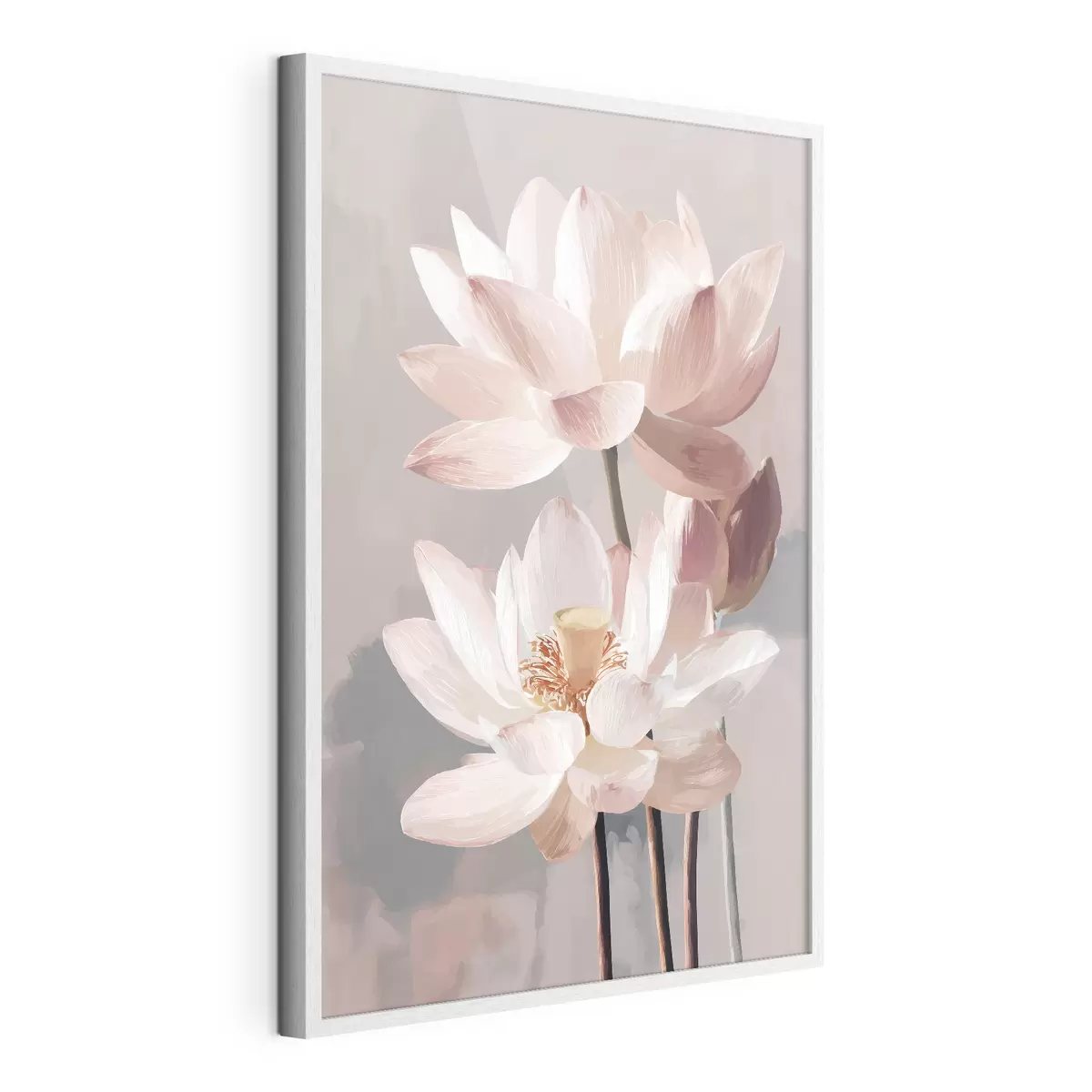 Plakat Delikatne różowe lotosy na pastelowym tle w nowoczesnym stylu malarskim f47092