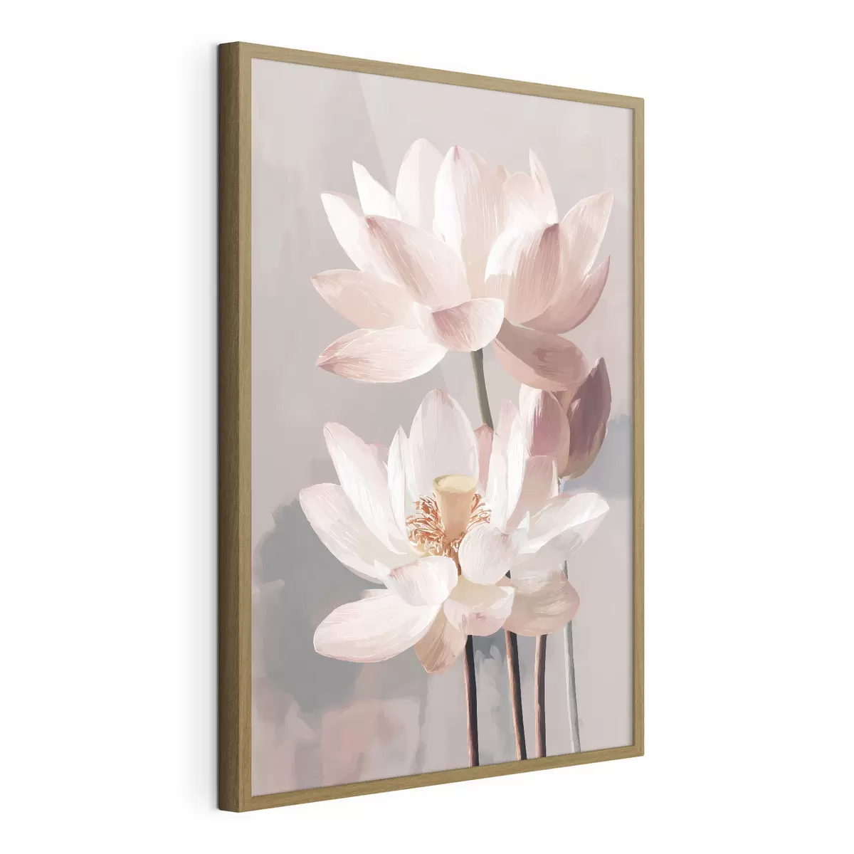 Plakat Delikatne różowe lotosy na pastelowym tle w nowoczesnym stylu malarskim f47092