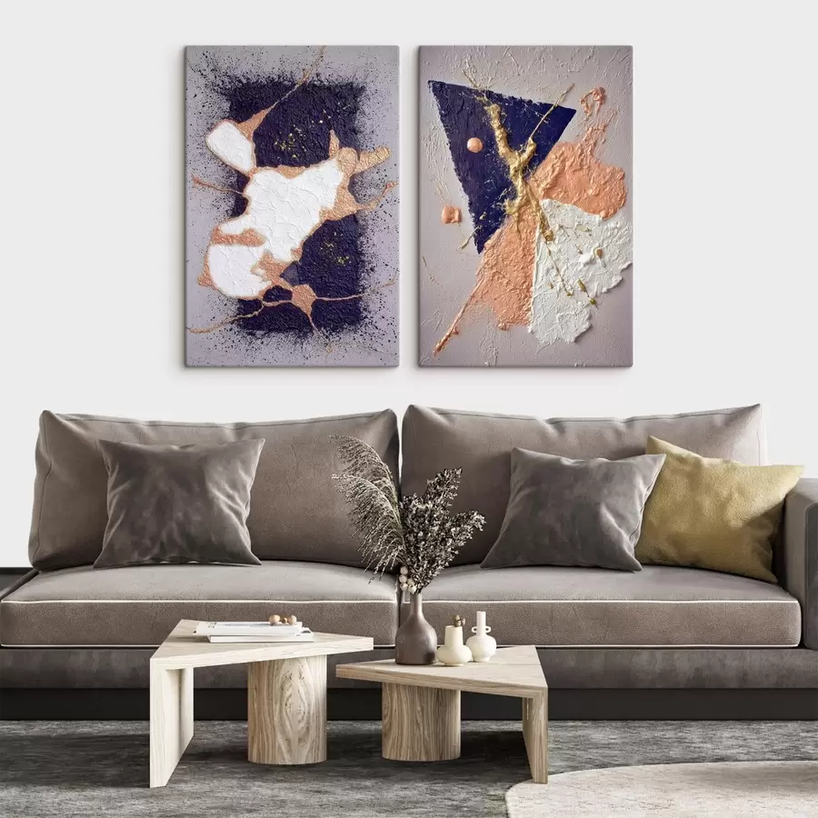 Obraz Obraz abstrakcyjny w ciemnej palecie barw z jasnożółtymi akcentami m01095